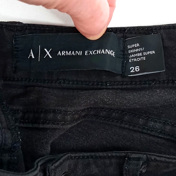 A/X Armani Exchange Women's Super Skinny 26 Black Distressed Jeans - Picture 8 of 13